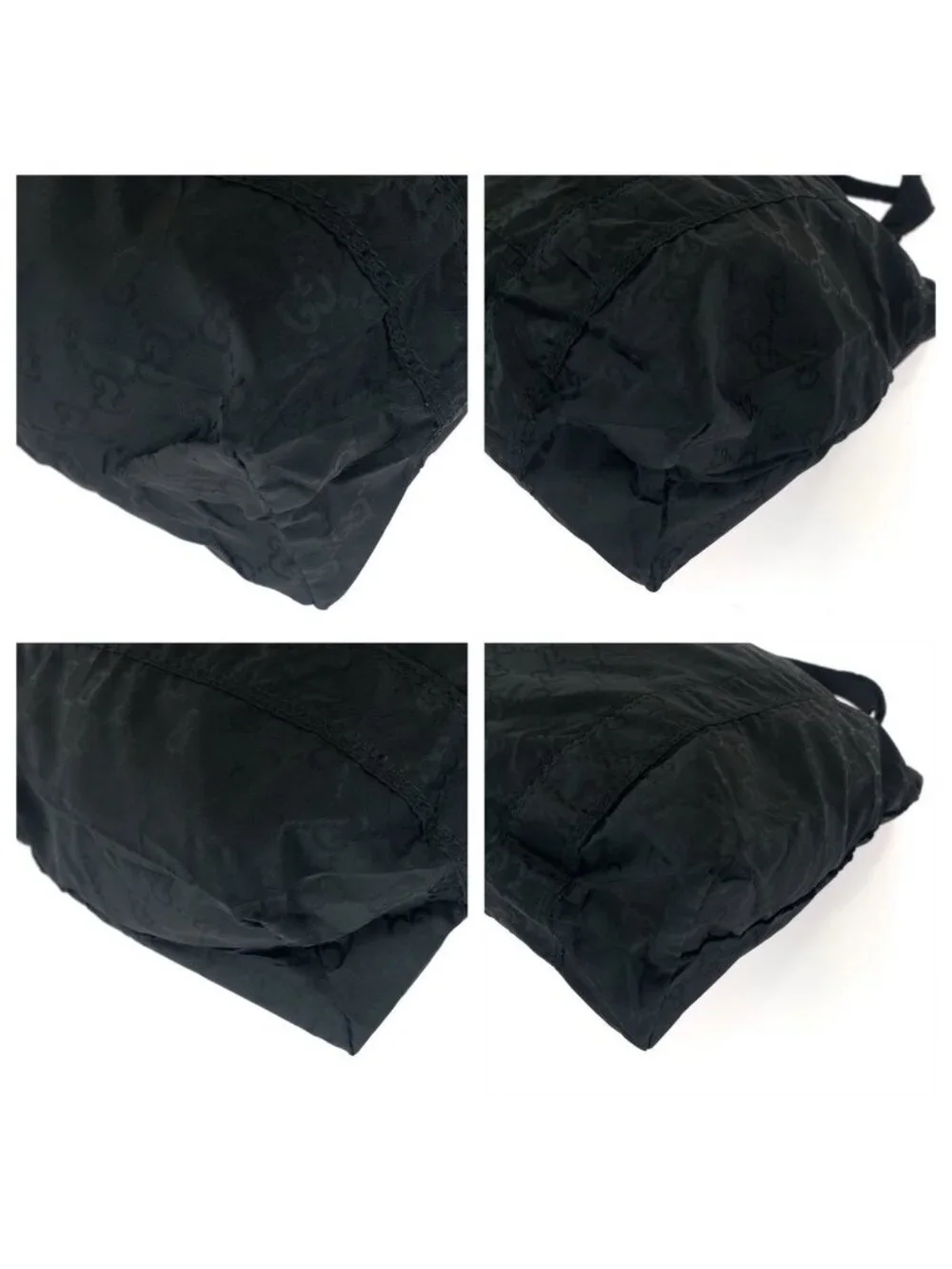 Gucci GG Pattern Teddy Bear Packable Black Nylon Tote